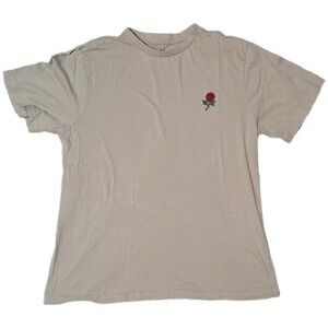 Eighty Eight Brand Mens T-Shirt Rose Embroidered Graphic Beige Casual XL
(N)